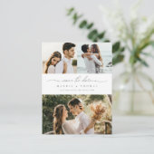 ミニマルモダンム写真日付の保存招待状 ポストカード (スタンド正面)