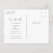 ミニマルモダンム写真日付の保存招待状 ポストカード (裏面)