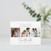 ミニマルモダンム写真日付の保存招待状 ポストカード (スタンド正面)