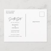 ミニマルモダンム写真日付の保存招待状 ポストカード (裏面)