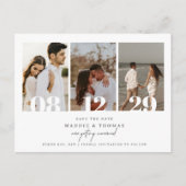 ミニマルモダンム写真日付の保存招待状 ポストカード (正面)