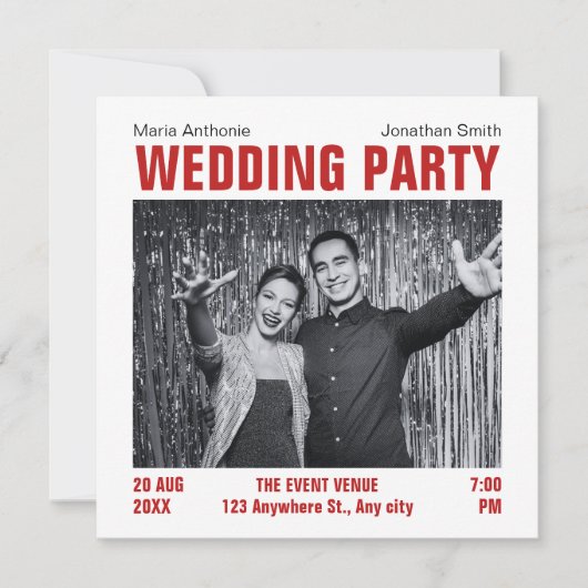 ミニマルモダンム写真結婚式 招待状 (正面)