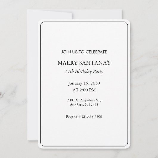 ミニマルモダンム写真誕生日招待状 招待状 (裏面)