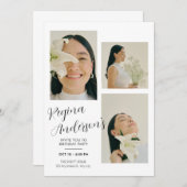 ミニマルモダンム写真誕生日 招待状 (正面/裏面)