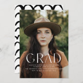 ミニマルモダンム卒業発表カード 案内状 (正面/裏面)