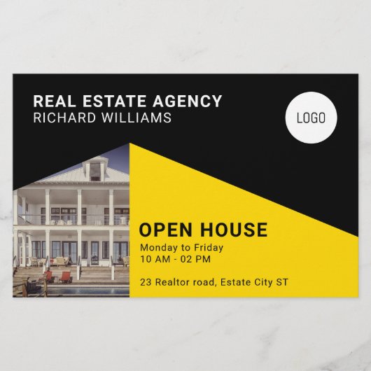 ミニマルモダンム幾何学ブラックイエローフライヤー チラシ (正面)