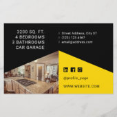 ミニマルモダンム幾何学ブラックイエローフライヤー チラシ (裏面)