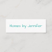 ミニマルモダンム手書きターコイズプロファイル スキニー名刺 (正面)