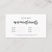 ミニマルモダンム日付リマインダービジネス 予約カード (裏面)