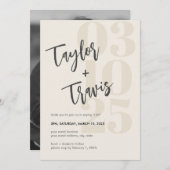 ミニマルモダンム書名クリームフォト 招待状 (正面/裏面)