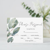 ミニマルモダンム書道水彩緑化 出欠カード (スタンド正面)