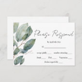 ミニマルモダンム書道水彩緑化 出欠カード (正面/裏面)