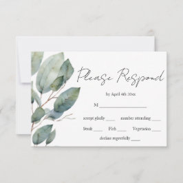 ミニマルモダンム書道水彩緑化 出欠カード