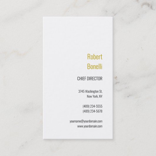 ミニマルモダンム標準金ゴールド色名 名刺 (正面)