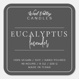 ミニマルモダンム灰色の白ろうそくラベル スクエアシール