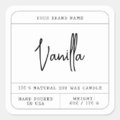 ミニマルモダンム白キャンドルラベル スクエアシール (正面)