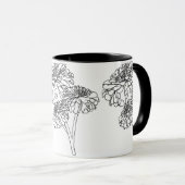 ミニマルモダンム白黒の花 マグカップ (正面右)