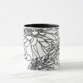 ミニマルモダンム白黒の花 マグカップ (中央)