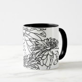 ミニマルモダンム白黒の花 マグカップ (正面右)