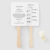 ミニマルモダンム結婚式の日のイベントタイムライン ハンドファン (正面&裏面)