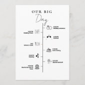 ミニマルモダンム結婚式の日のイベントタイムライン プログラム (裏面)