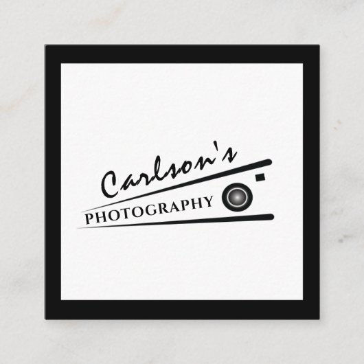 ミニマルモダンム芸術的カメラマン スクエア名刺 (正面)