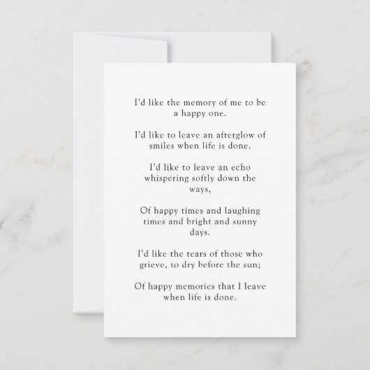 ミニマルモダンム記念撮影祈りの言葉カード 出欠カード (裏面)