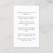 ミニマルモダンム記念撮影祈りの言葉カード 名刺 (裏面)