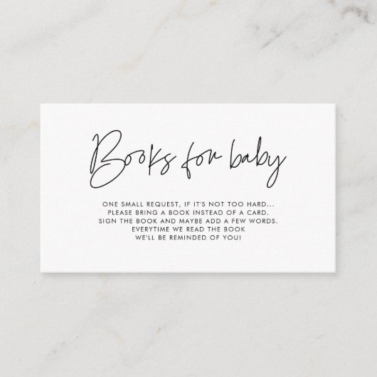 ミニマルモダンム赤ちゃんシャワー予約リクエストカード エンクロージャーカード (正面)