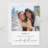 ミニマルモダンメイド・オブ・オーナー（花嫁付き添い人）サンキューカード 招待状 (正面)