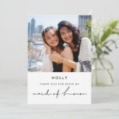 ミニマルモダンメイド・オブ・オーナー（花嫁付き添い人）サンキューカード 招待状 (スタンド正面)