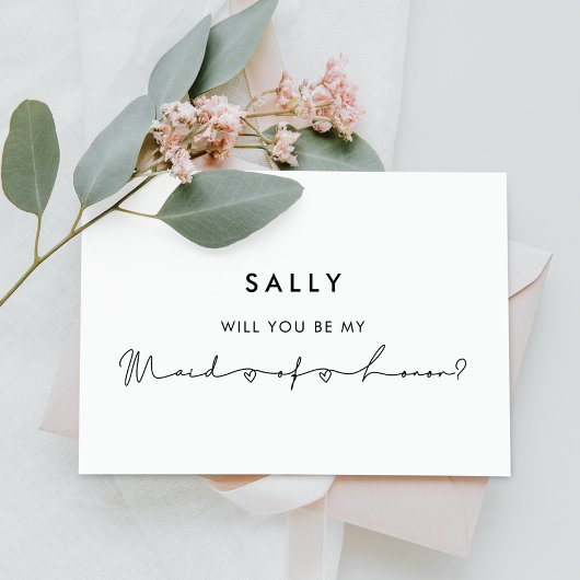 ミニマルモダンメイド・オブ・オーナー(花嫁付き添い人)提案カード 招待状