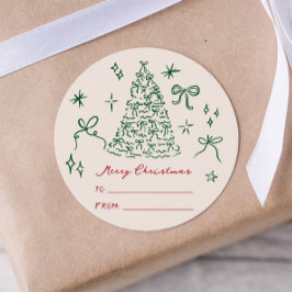 ミニマルモダンメリークリスマスギフトシール ラウンドシール