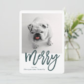 ミニマルモダンメリー | ティール(緑がかった色)と写真 シーズンカード (スタンド正面)