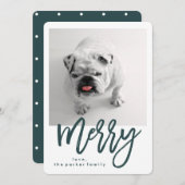 ミニマルモダンメリー | ティール(緑がかった色)と写真 シーズンカード (正面/裏面)