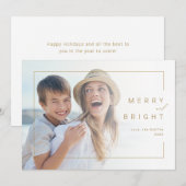 ミニマルモダンメリーBright Photo Holidayカード シーズンカード (正面/裏面)