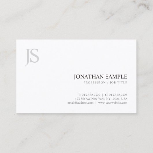 ミニマルモダンモノグラムのシンプルテンプレート 名刺 (裏面)