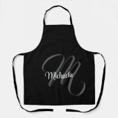 ミニマルモダンモノグラムイニシャル名 エプロン (正面)