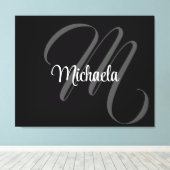 ミニマルモダンモノグラムイニシャル名 キャンバスプリント (インサイチュ (ウッドフロア))