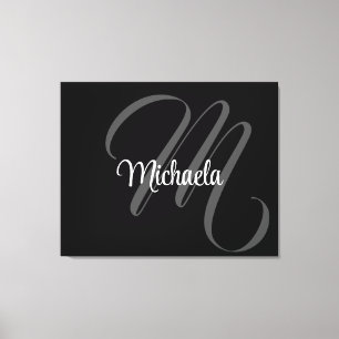 ミニマルモダンモノグラムイニシャル名 キャンバスプリント