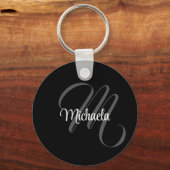 ミニマルモダンモノグラムイニシャル名 キーホルダー (正面)