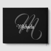 ミニマルモダンモノグラムイニシャル名 ゲストブック (裏面)