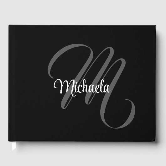 ミニマルモダンモノグラムイニシャル名 ゲストブック (正面)