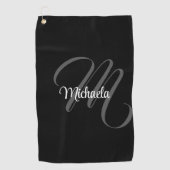 ミニマルモダンモノグラムイニシャル名 ゴルフタオル (正面)