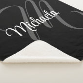 ミニマルモダンモノグラムイニシャル名 シェルパブランケット (3/4)