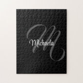 ミニマルモダンモノグラムイニシャル名 ジグソーパズル (縦)