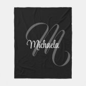 ミニマルモダンモノグラムイニシャル名 フリースブランケット (正面)