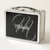 ミニマルモダンモノグラムイニシャル名 メタルランチボックス (正面)