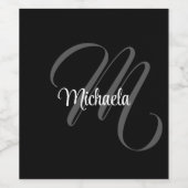 ミニマルモダンモノグラムイニシャル名 ワインラベル (シングルラベル)