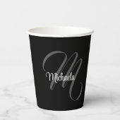 ミニマルモダンモノグラムイニシャル名 紙コップ (裏面)